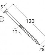 DOMAX Tesárska skrutka so zapustenou hlavou 8x120 mm 100 ks/bal