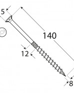DOMAX Tesárska skrutka so zapustenou hlavou 8x140 mm 50 ks/bal