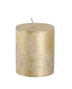 Vianočná sviečka valec perlová zlatá 6,5x7 cm