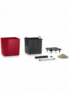 Kvetináč Lechuza Cube Premium All-in-One set červená 40x40x40 cm