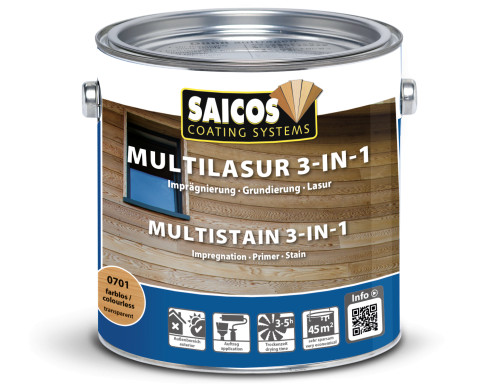 Exteriorová lazúra Saicos Multilasur 3v1, 0,75 l