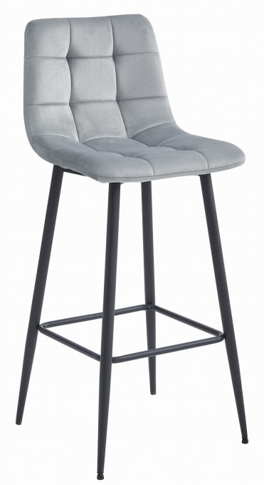 Set dvou barových židlí ARCETO sametové stříbrné (černé nohy) 2 ks
