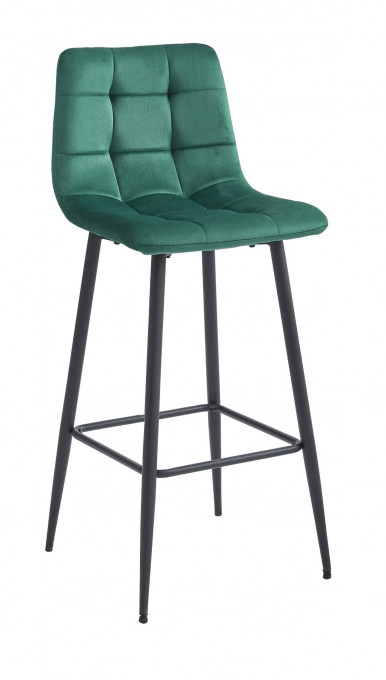 Set dvou barových židlí ARCETO sametové tmavě zelené (černé nohy) 2 ks