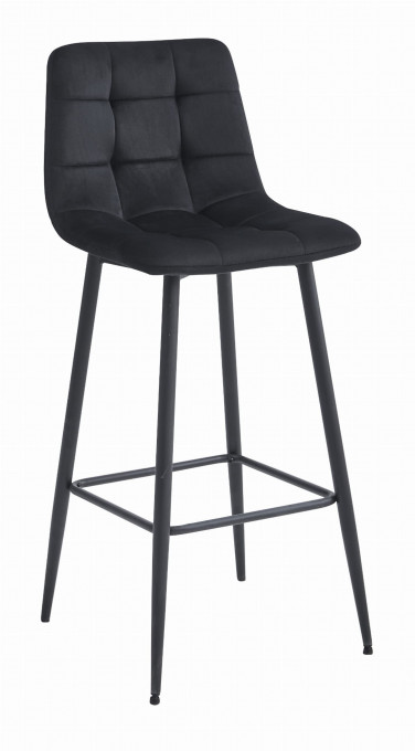 Set tří barových židlí ARCETO sametové černé (černé nohy) 3 ks