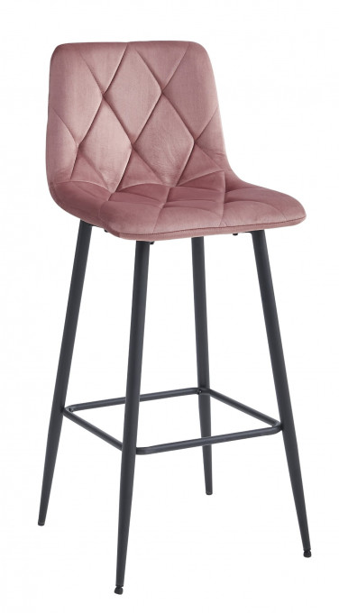 Set tří barových židlí NADO sametové růžové (černé nohy) 3 ks