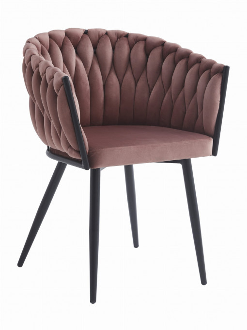 Jídelní židle ORION sametová tmavě růžová (černé nohy)