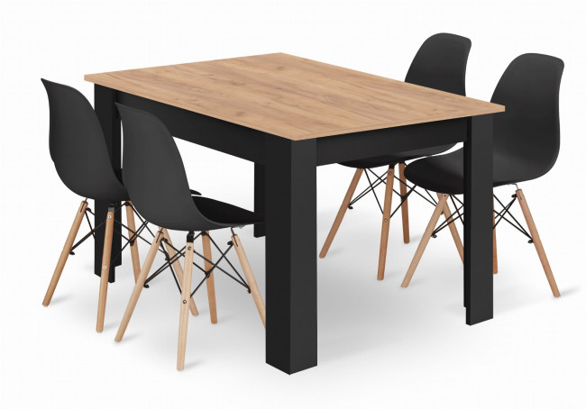 Jedálenský stôl NP Craft so štyrmi stoličkami OSAKA čierne / hnedé