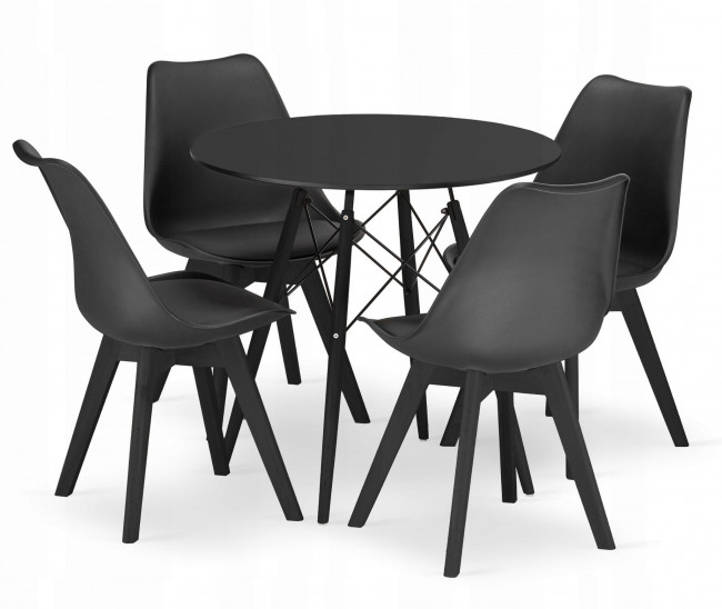 Jedálenský stôl TODI čierny 80 cm so štyrmi stoličkami MARK čierne