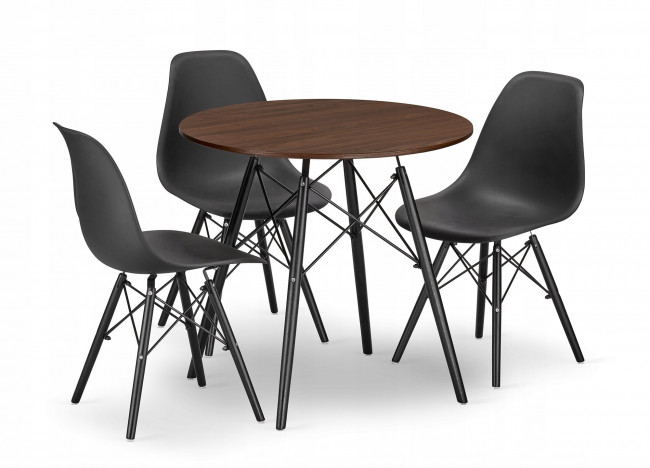 Jedálenský stôl TODI jaseň 80 cm s tromi stoličkami OSAKA čierne