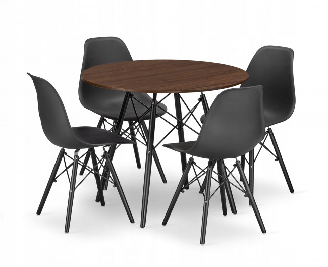 Jedálenský stôl TODI jaseň 80 cm so štyrmi stoličkami OSAKA čierne