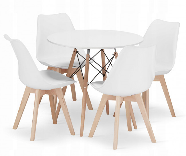 Jedálenský stôl TODI biely 80 cm so štyrmi stoličkami MARK biele