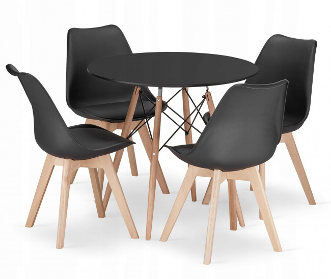 Jedálenský stôl TODI čierny 80 cm so štyrmi stoličkami MARK čierne