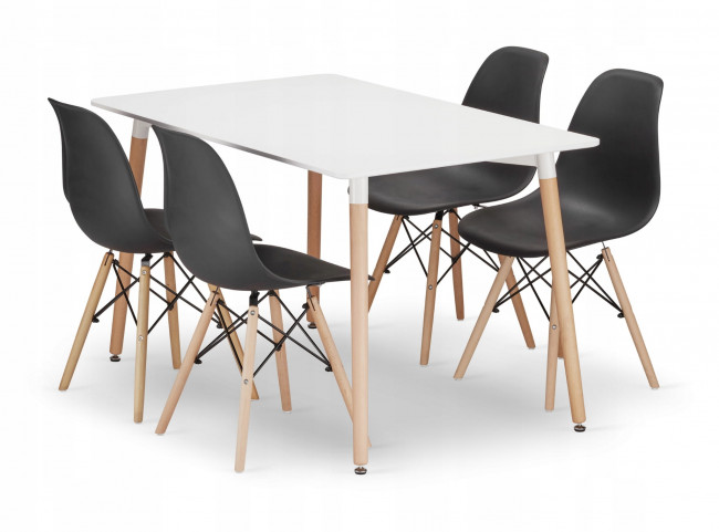 Jedálenský stôl ADRIA biely so štyrmi stoličkami OSAKA čierne