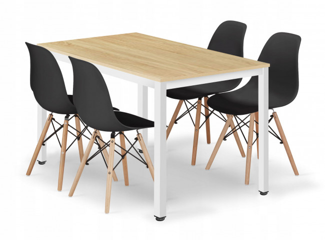 Jedálenský stôl TESSA so štyrmi stoličkami OSAKA čierne