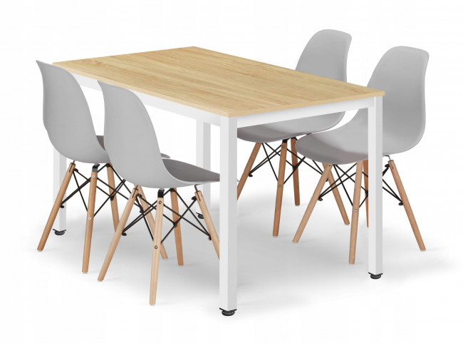 Jedálenský stôl TESSA so štyrmi stoličkami OSAKA sivé