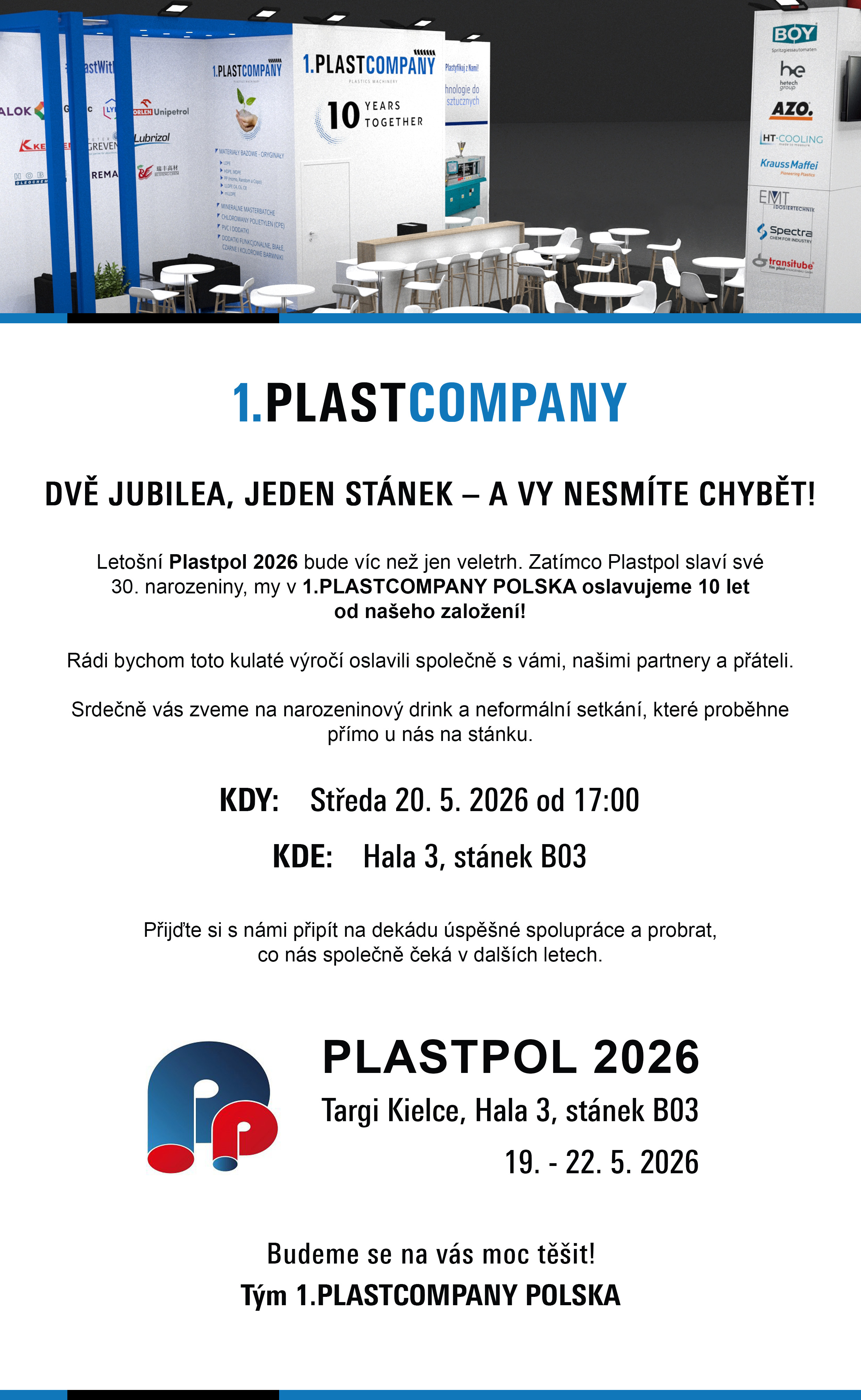 Pozvánka na PLASTPOL 2026, 19.-22.5.