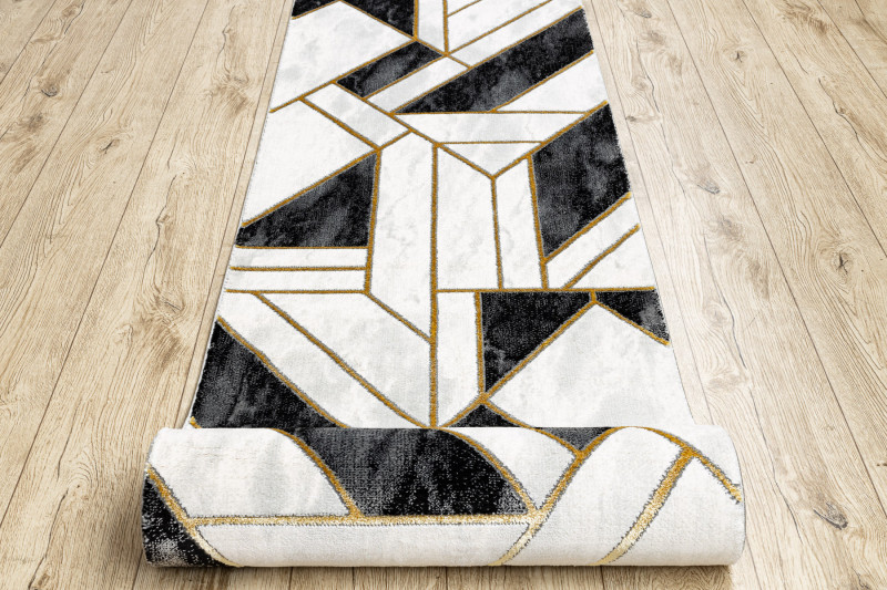Behúň EMERALD exkluzívny 1015 glamour, marmur, geometrický čierny/zlatý - Výpredaj
