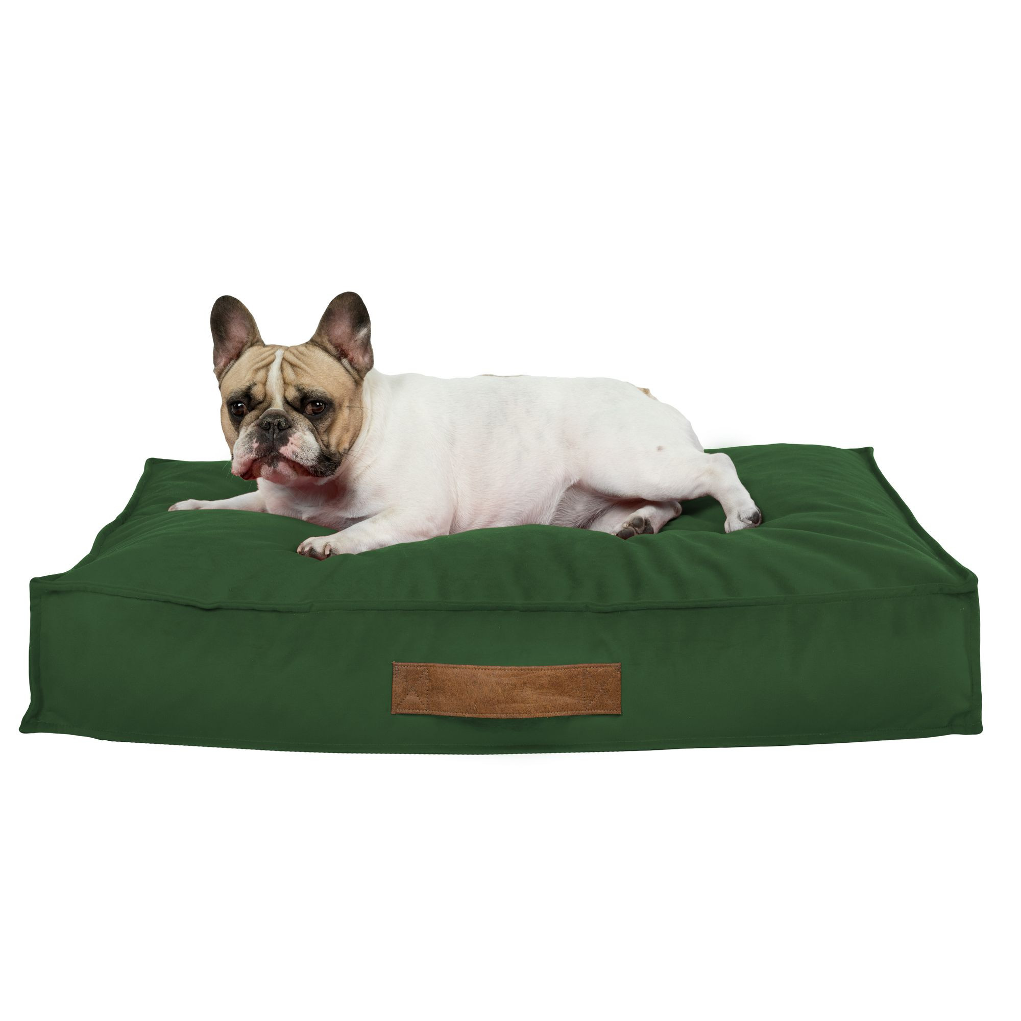 Obdĺžnikové ležadlo pre psa tmavo zelené plyš
