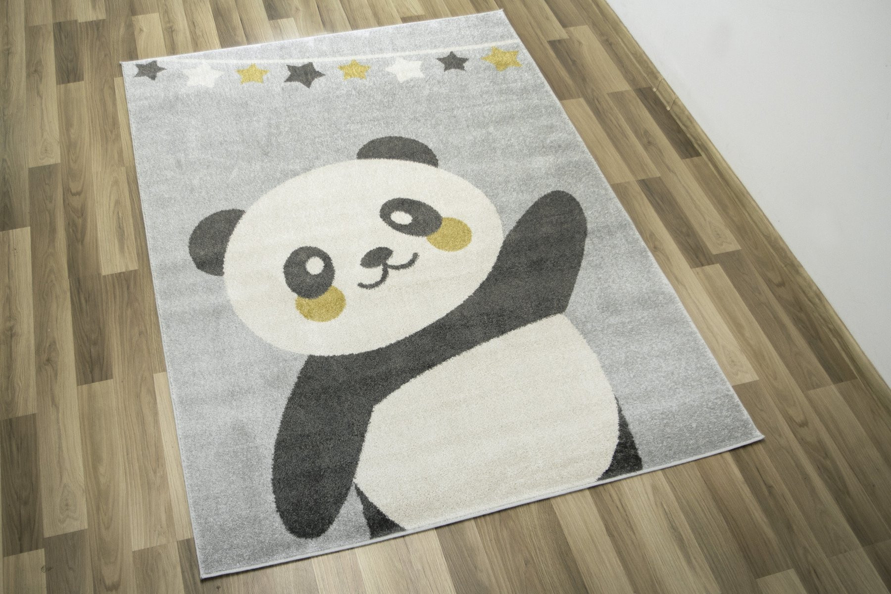 Dětský koberec Emily 5864A Panda šedý / žlutý