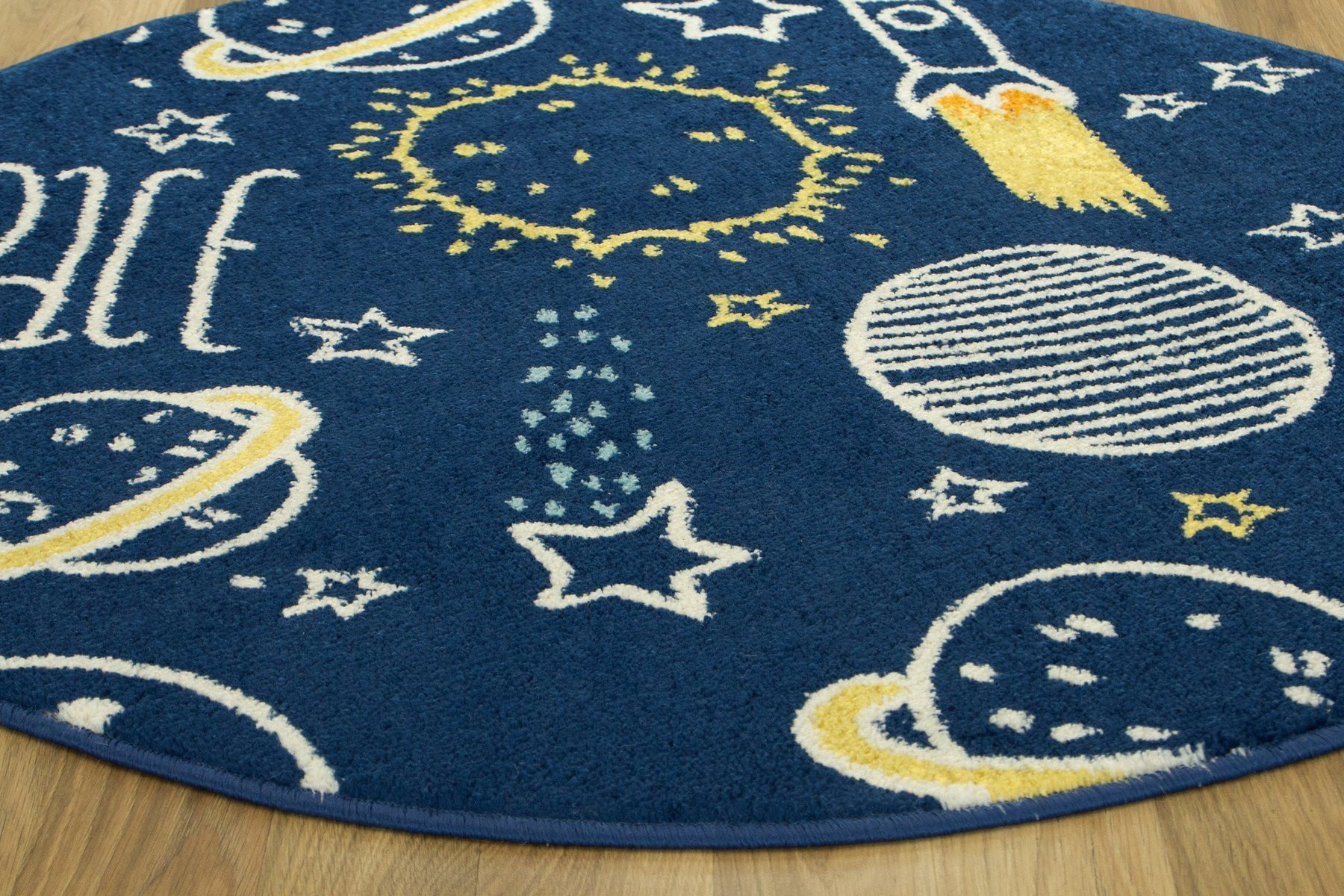 Dětský koberec EMILY KIDS 2359A Kosmos, tmavě modrý / žlutý / krémový
