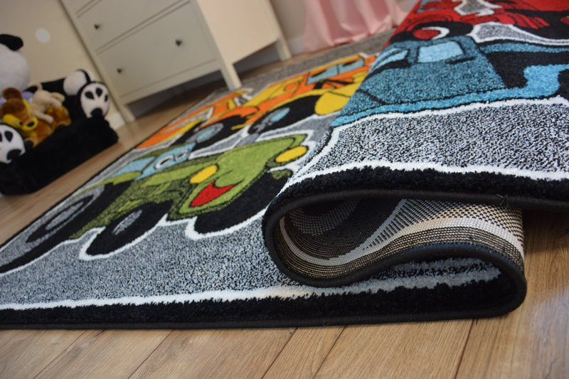 Dětský koberec Kids Cars šedý C418