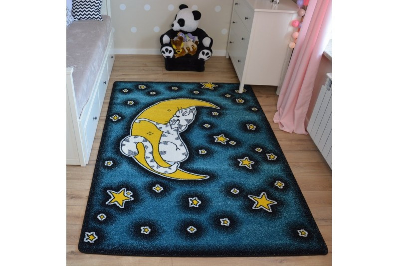 Dětský koberec Kids Cat modrý C414