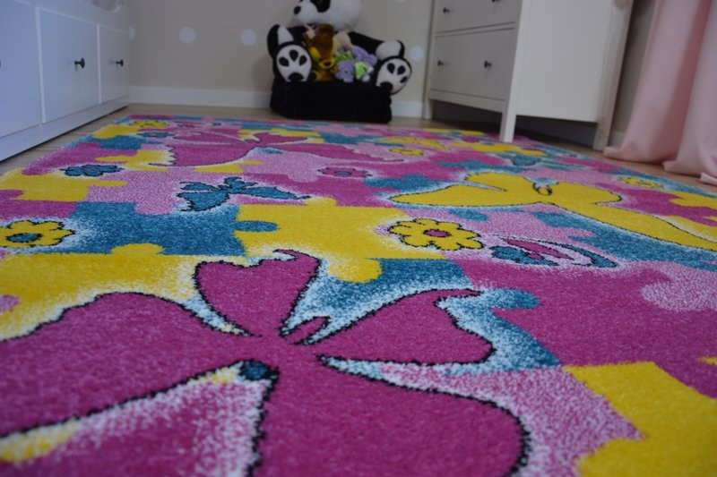 Dětský koberec Kids Motýle růžový C429