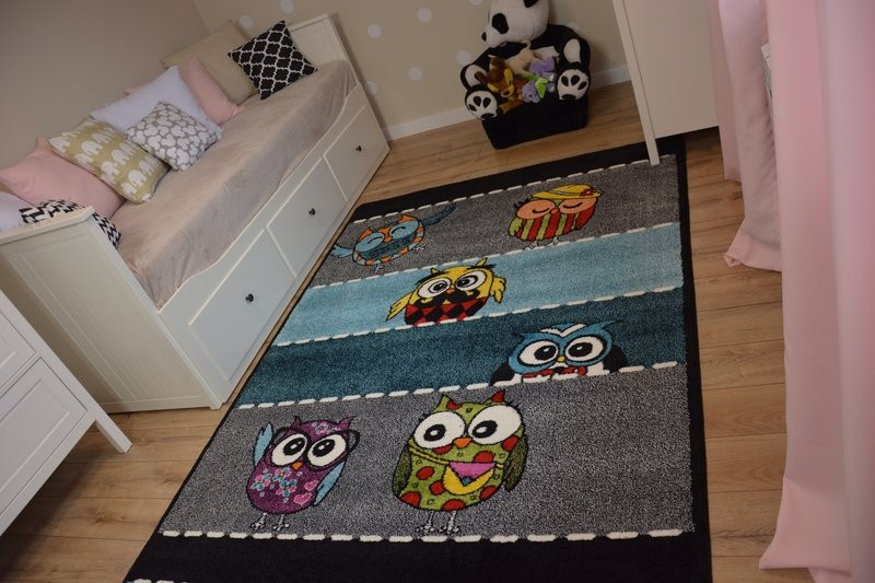 Dětský koberec Kids Owls šedý C426