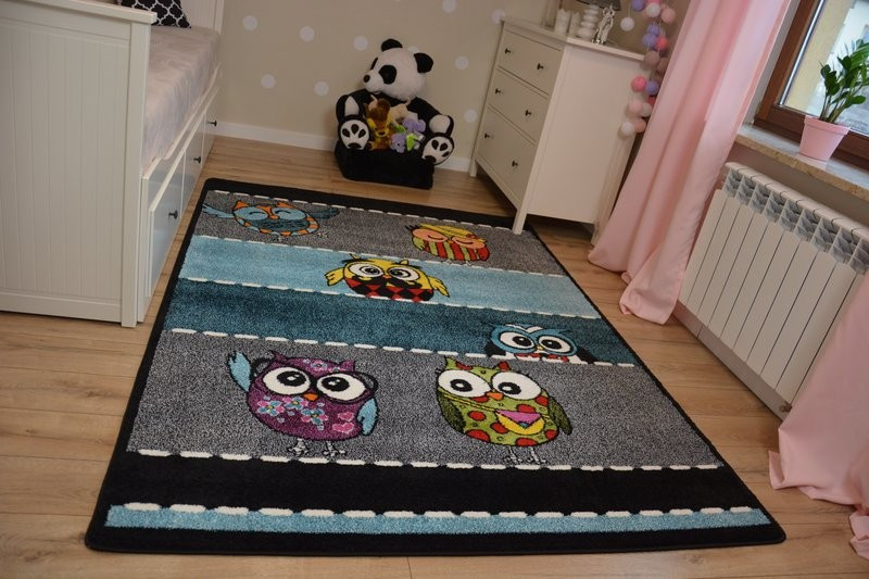 Detský koberec Kids Owls sivý C426