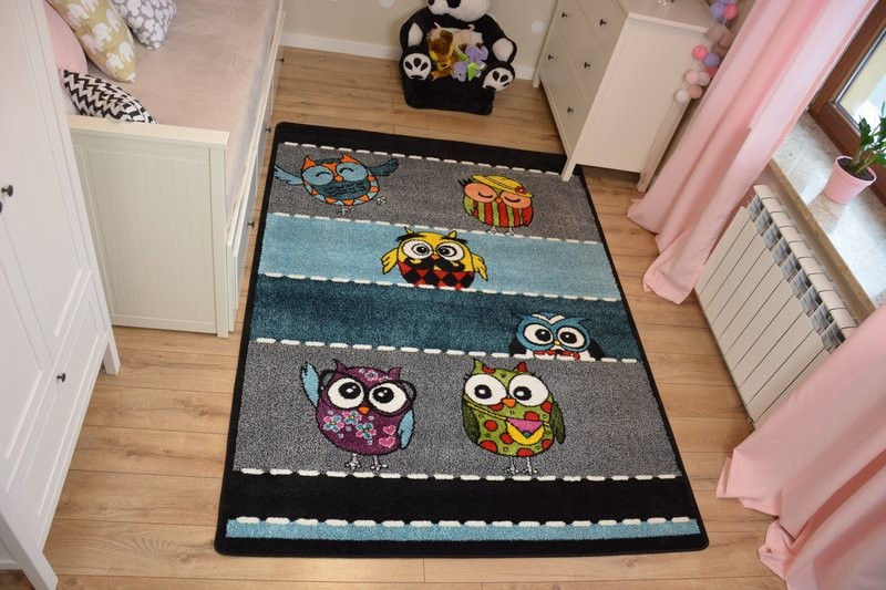 Dětský koberec Kids Owls šedý C426