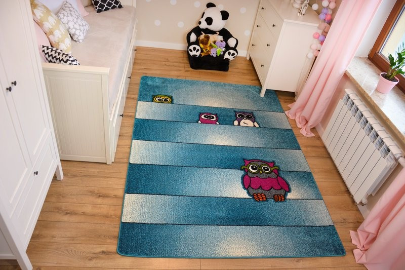 Dětský koberec Kids Sovy modrý C412