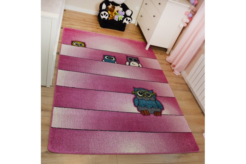 Detský koberec Kids Sovy ružový C412