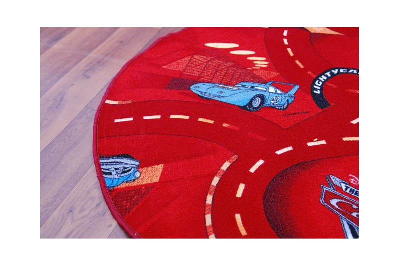 Detský koberec KRUH CARS červený