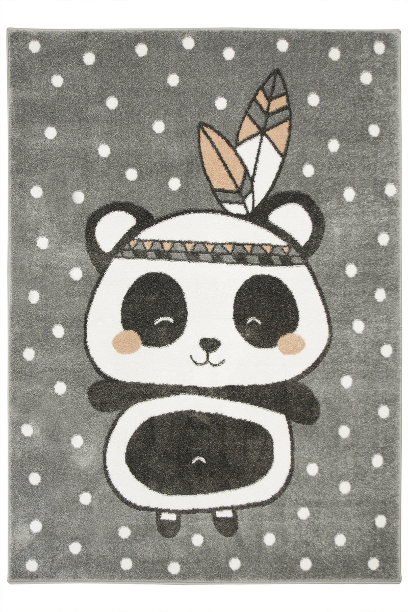 Detský koberec Lima 9371A Panda Indian svetlosivý / ružový