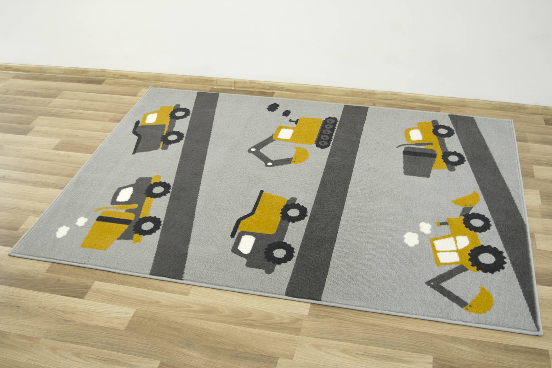 Detský koberec LUNA 534458/89945 -Nákladné autičká, sivý