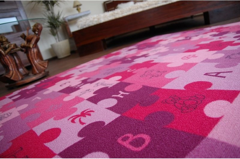 Detský koberec PUZZLE fiolet - Výpredaj