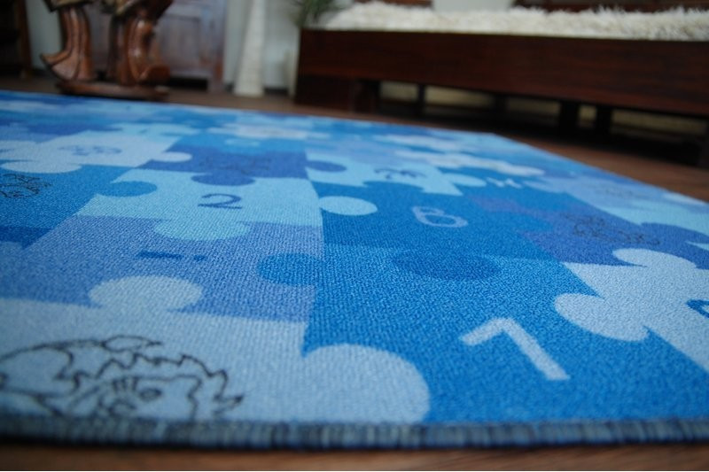 Dětský koberec PUZZLE modrý