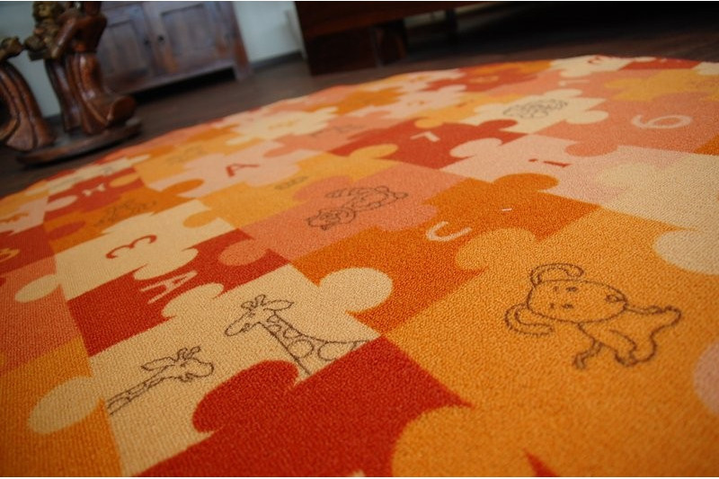 Dětský koberec PUZZLE oranžový kruh