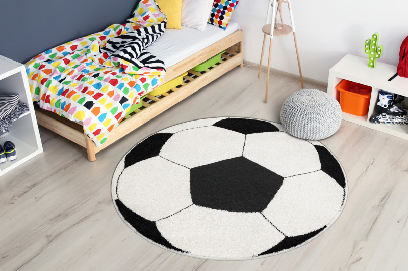 Dětský koberec SILVER míč černý / bílý