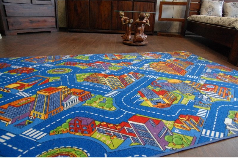 Detský metrážny koberec BIG CITY modrý