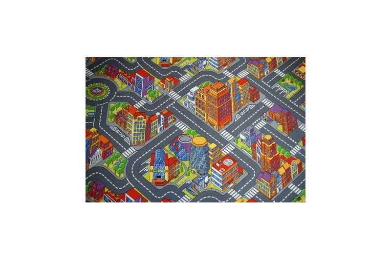 Dětský metrážní koberec BIG CITY šedý