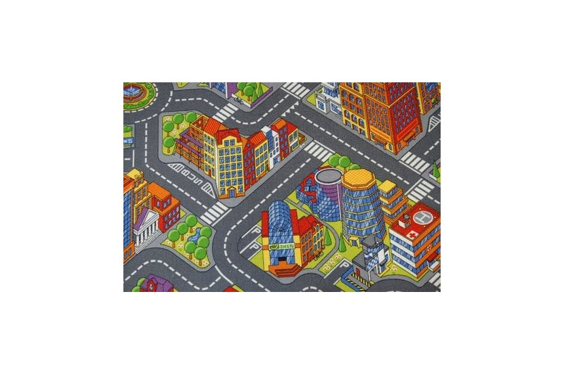 Detský metrážny koberec BIG CITY sivý