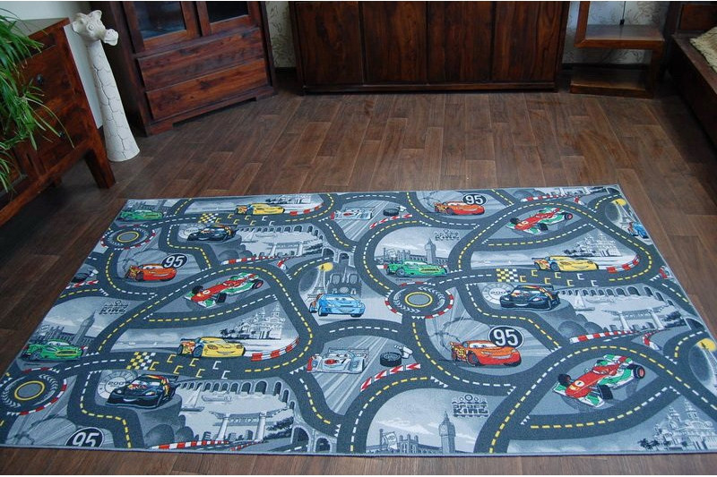 Detský metrážový koberec Disney Cars šedý