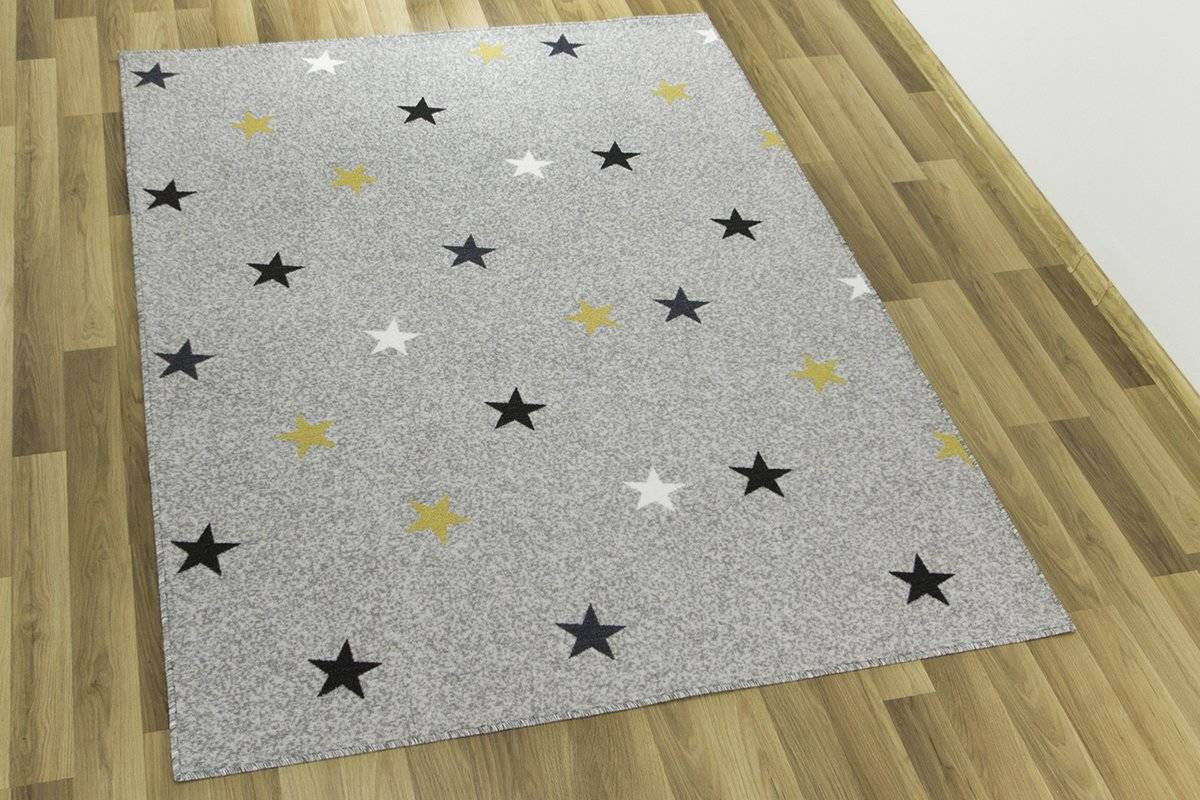 Detský metrážny koberec Stars 09 mix sivý