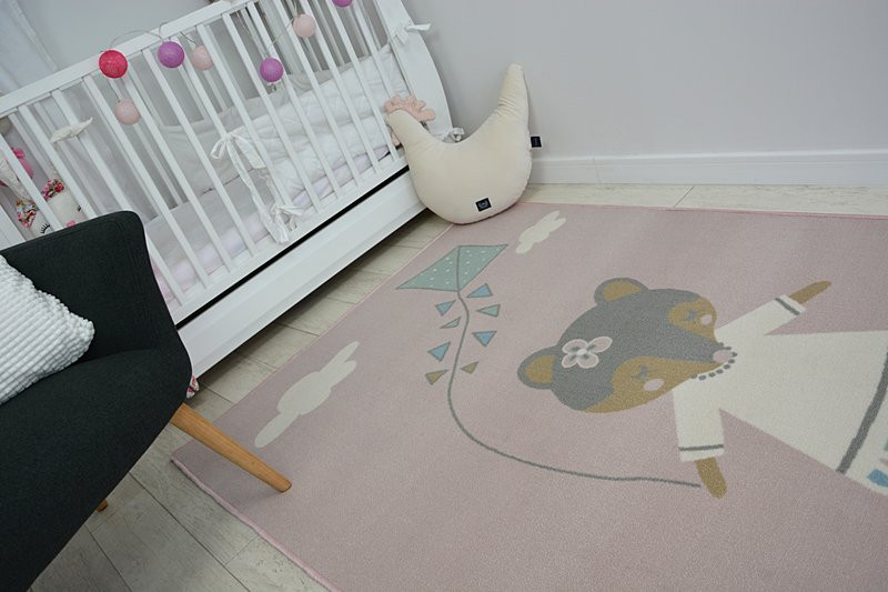 Detský protišmykový koberec LOKO Myška ružový