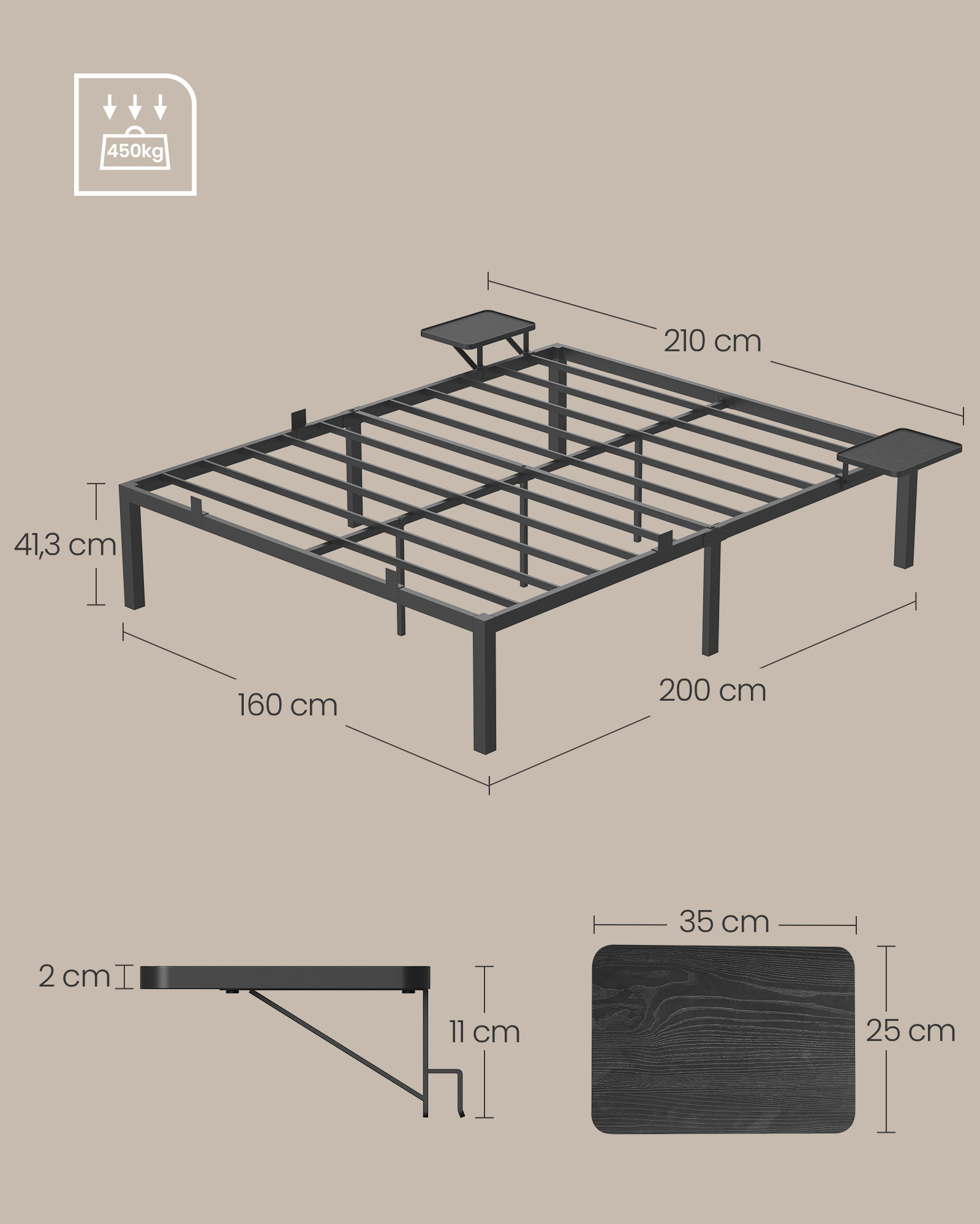 Kovová manželská posteľ 160 cm RMB095B01