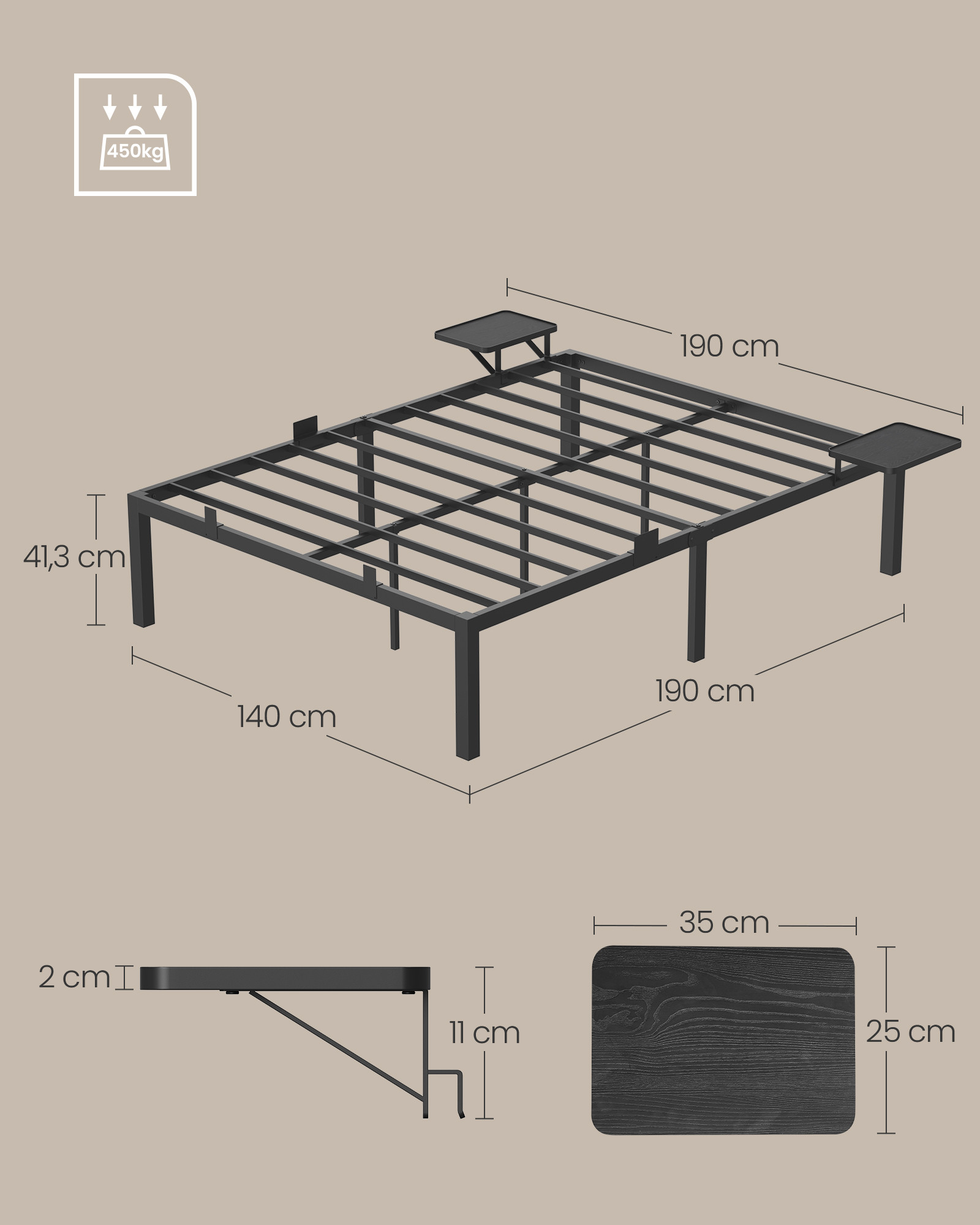 Kovová manželská postel 140 cm RMB093B01