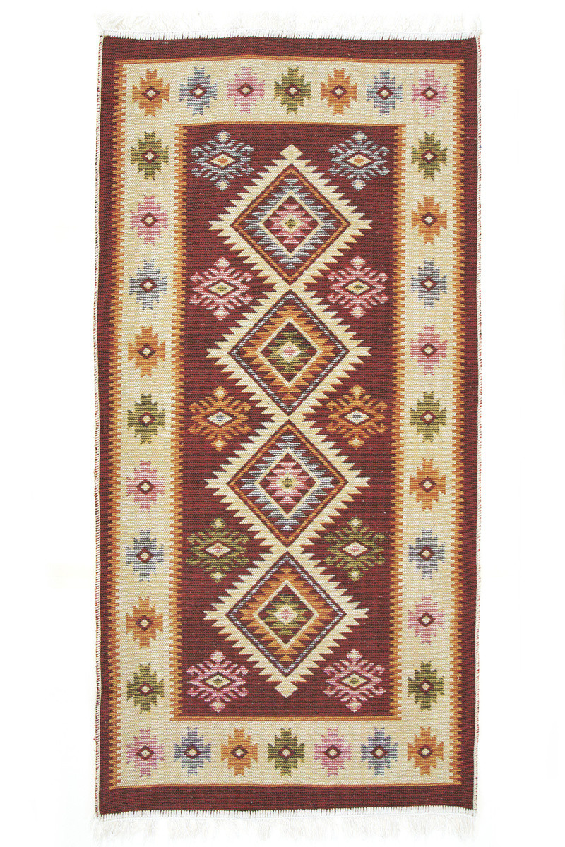 Oboustranný koberec / běhoun Kilim bordový