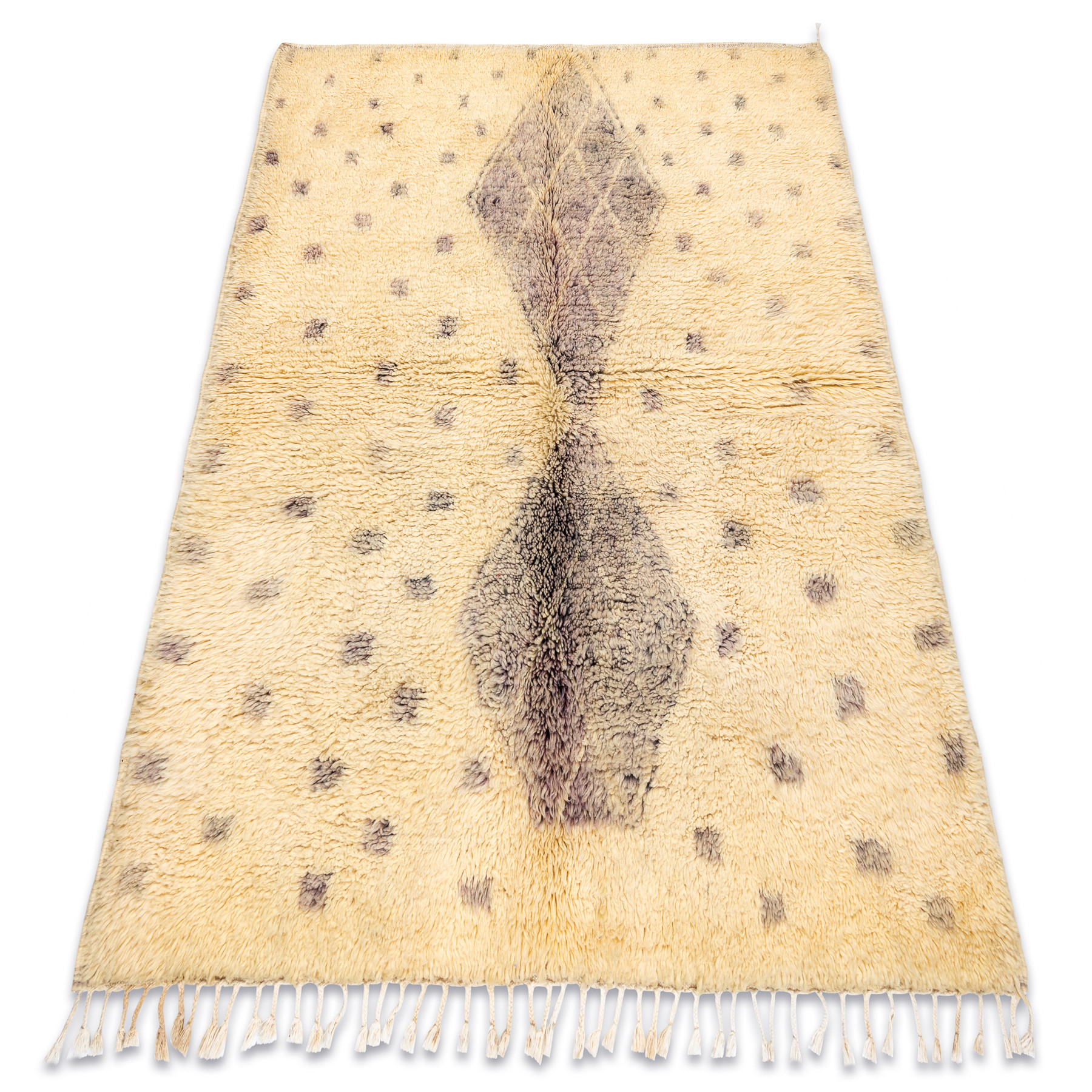Ručne tkaný vlnený koberec BERBER BJ1127 Boujaad berber kosoštvorce / bodky, béžový / sivý