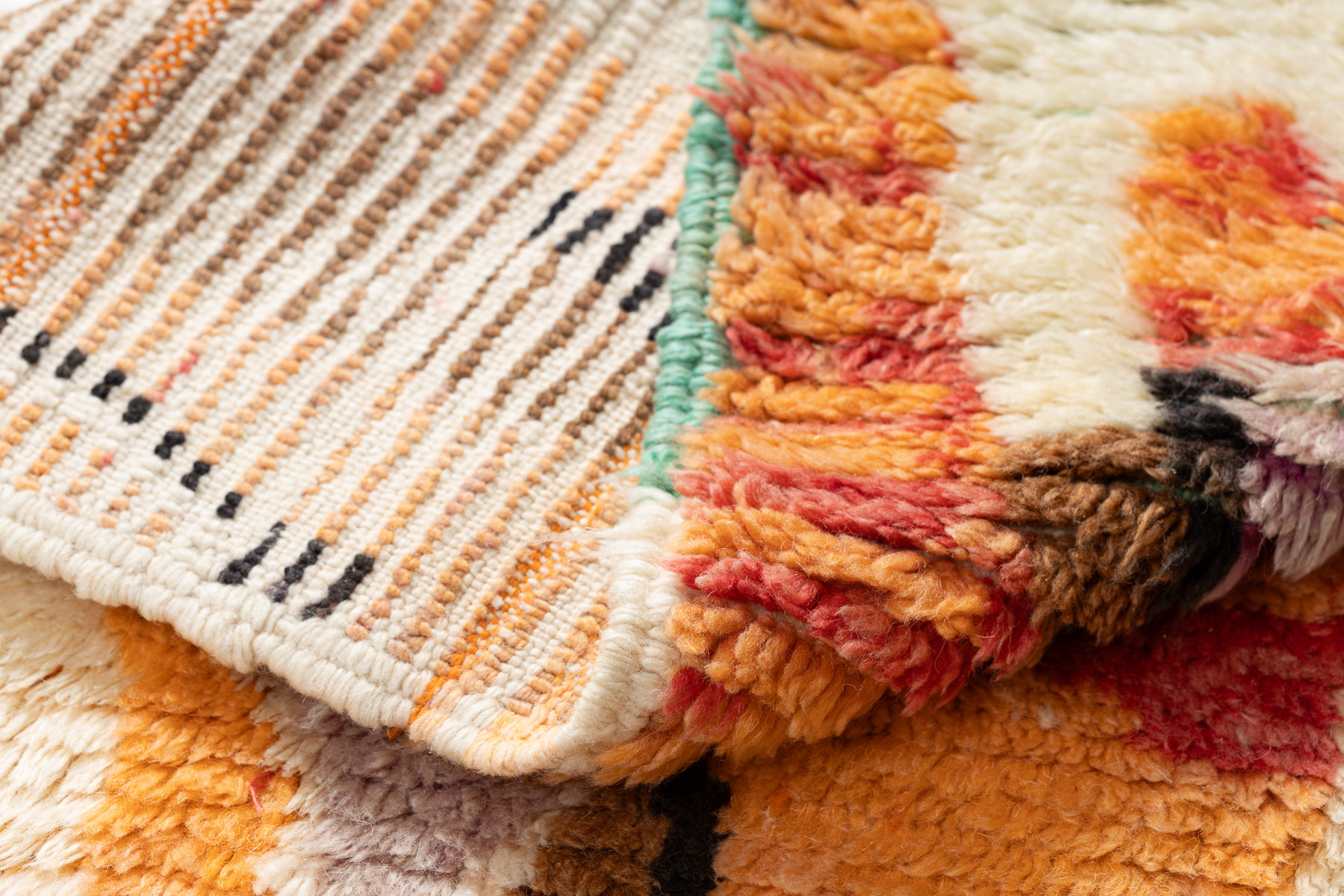 Ručne tkaný vlnený koberec BERBER BJ1250 Boujaad berber Boho, béžový / oranžový